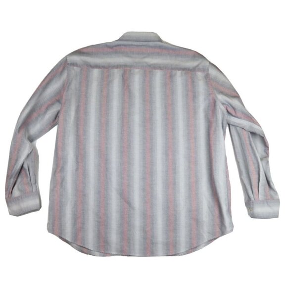 VINTAGE MEN'S GRAY & PINK STRIPED LONG SLEEVE BUTTON-UP SHIRT - 1857 MANHATTAN - Picture 3 of 3